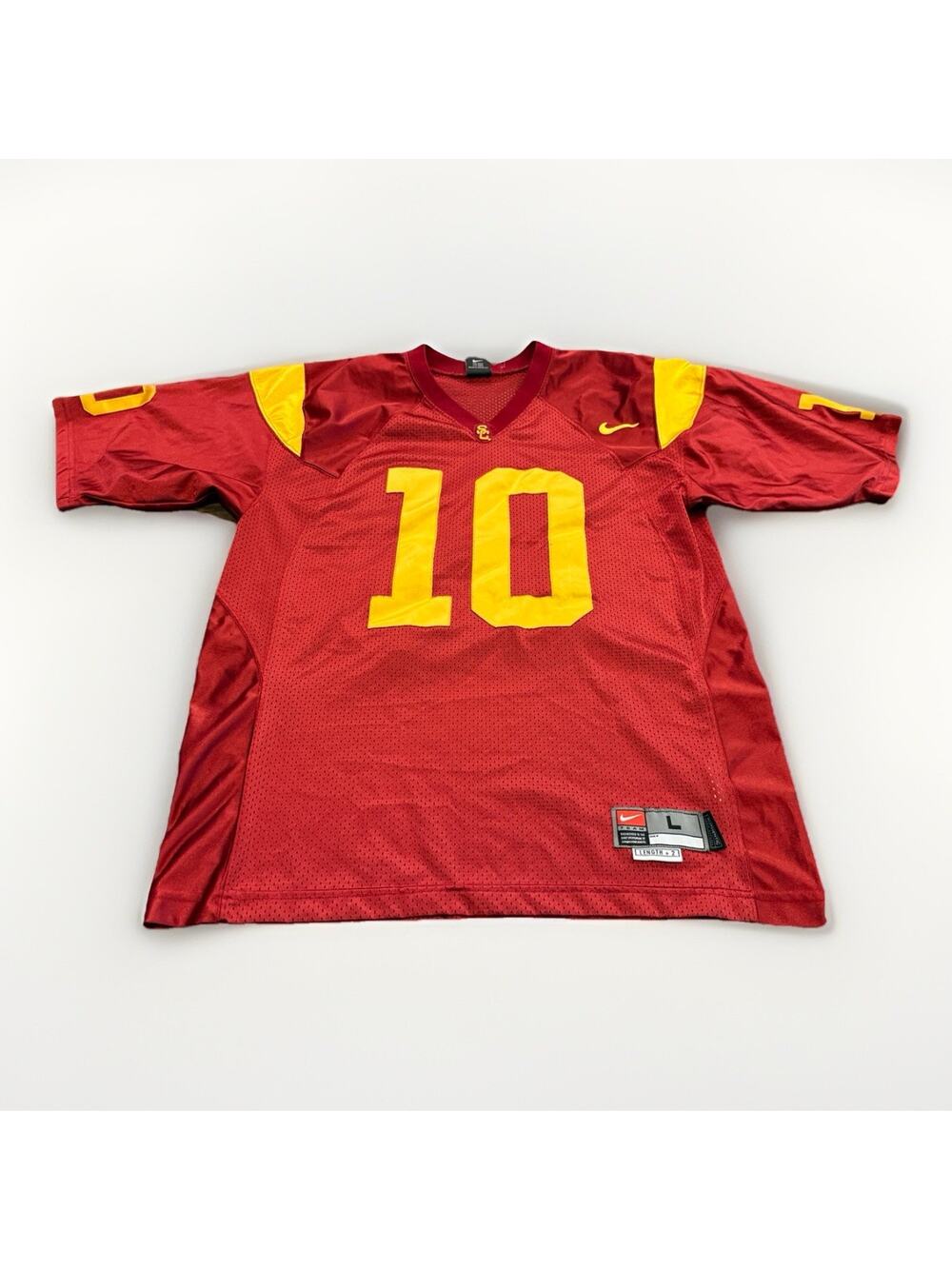 Vintage Nike Mens Red NCAA USC Trojans Authentic College Football #10 Jersey L